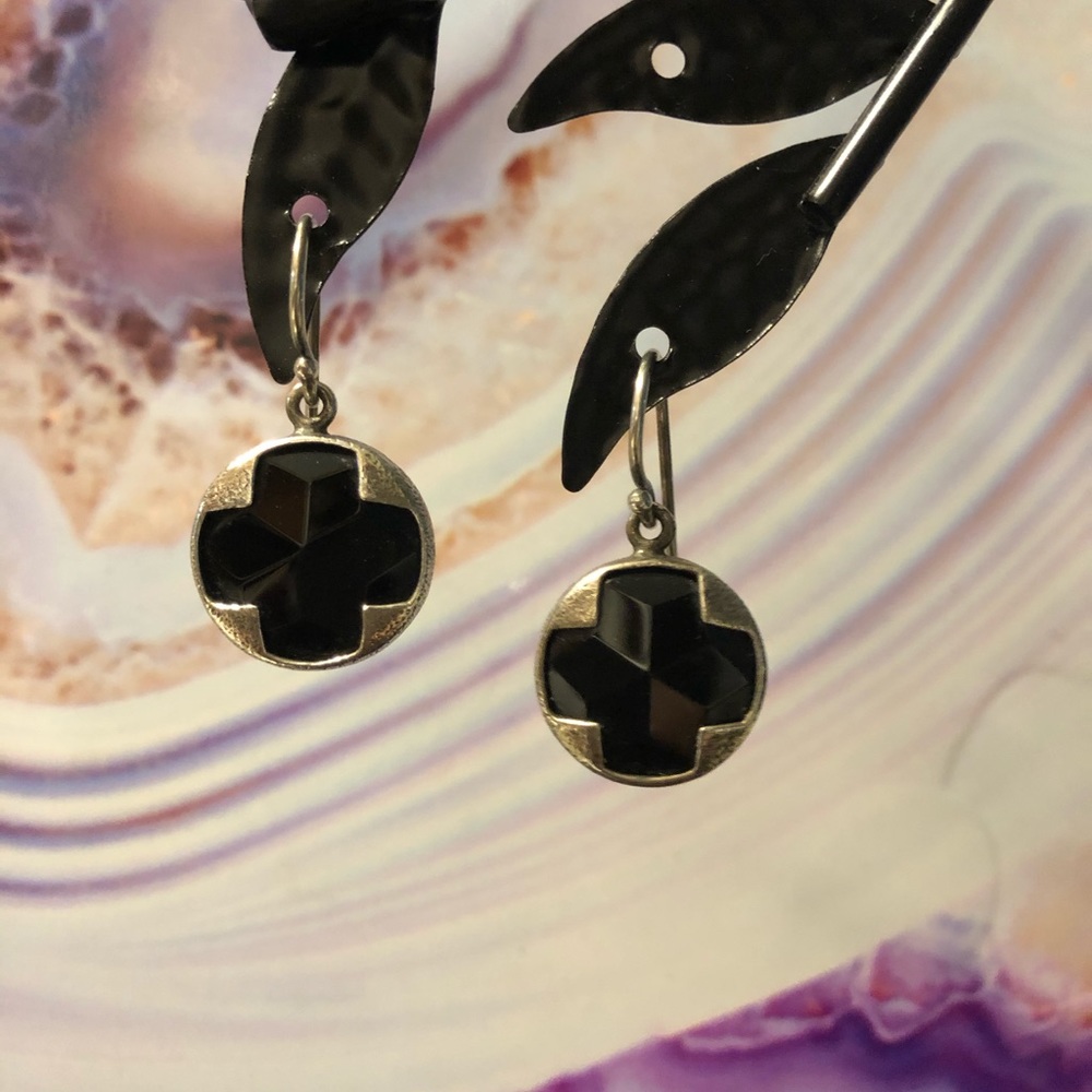 RARE W2047 Silver/Black Chalcedony Earrings